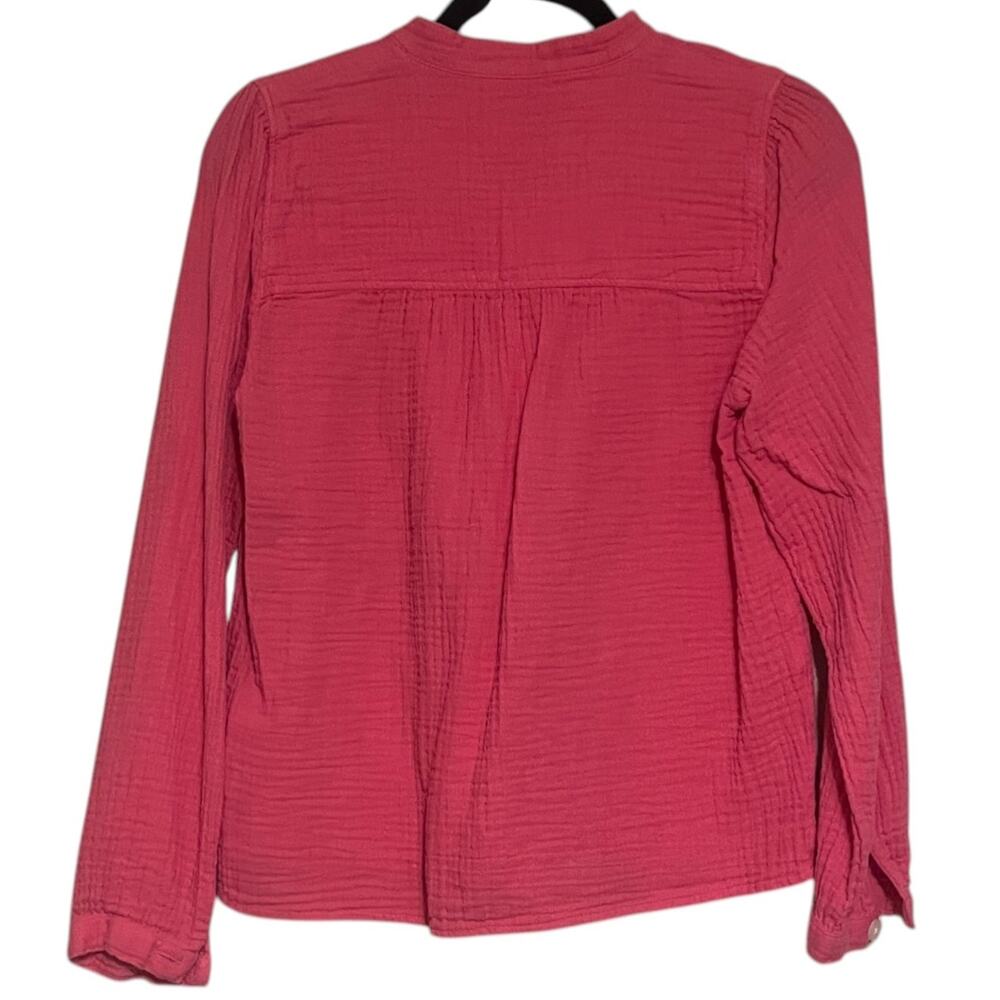 J.Crew Fresco Top Soft Gauze Long Sleeve Popover Shirt Pink Size Small - Picture 3 of 8